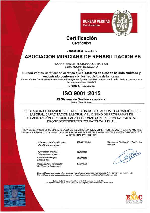 Certificado ISO 9001:2015
